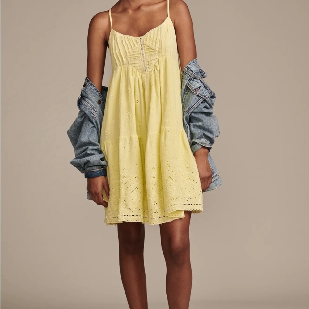 Lucky Brand Pintuck Bodice Tiered Mini Dress